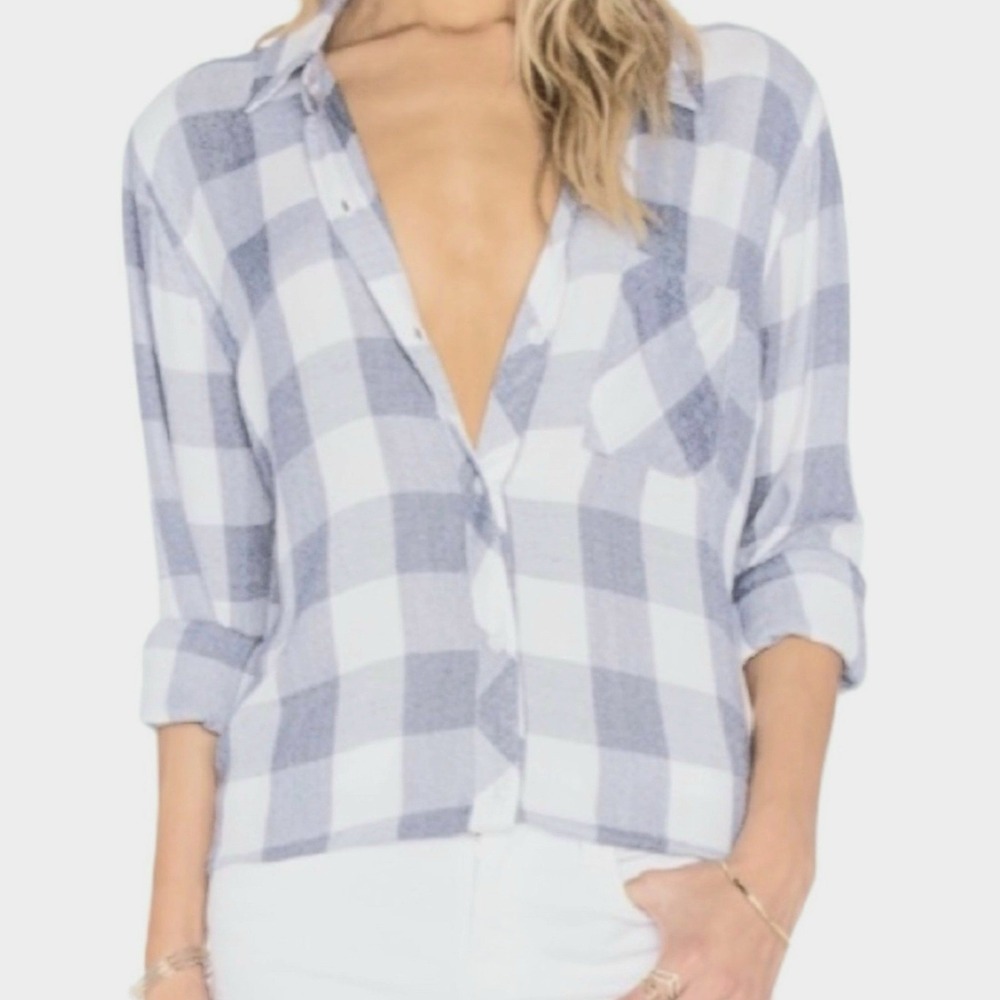 Rails Milo Plaid Button Down Shirt Snow White Graphite Gray Size XS 1088-560-087